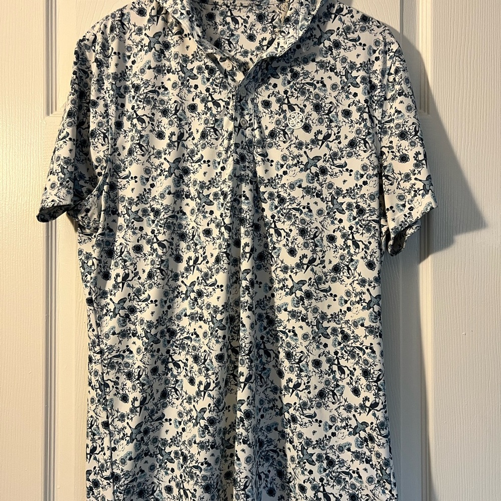G/FORE Blue and White Floral Men's Shirt
